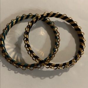 Elegant Gold and Black/Teal Bangles